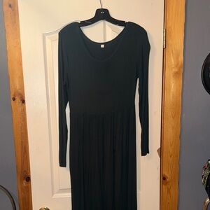 Dark Green Long Sleeve Maxi Dress
